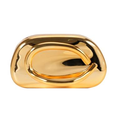 Imagem de PHILOMENA Bolsas de mão femininas de acrílico para noite com guidão de metal, bolsa tiracolo de ombro, festa de casamento casual, Dourado, 7.48 x 2.36 x 4.13 inches