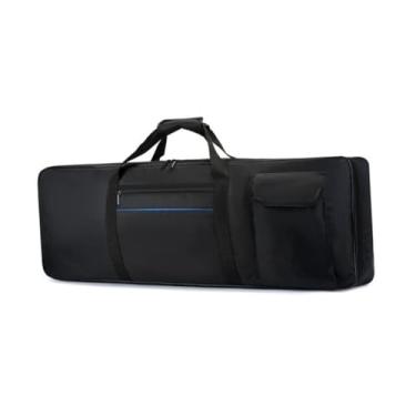 Imagem de Kokiya Bolsa para teclado com 61 teclas, estojo para piano elétrico, à prova de poeira, bolsos para armazenamento, para performance, cabos de áudio, com Faixa Azul