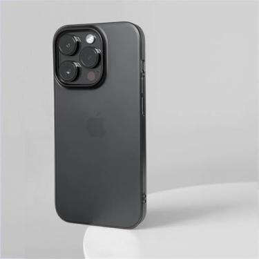 Imagem de HPQWN Capa super fina com jato de areia para iPhone 16 Pro, transparente e fosca (para iPhone 16 Pro/preto fosco)