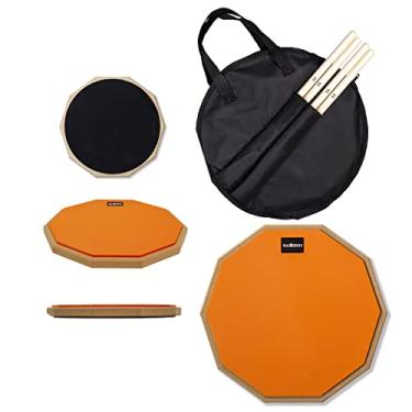 Imagem de HAIRIESIS Drum Practice Pad 30 cm Silencioso Drum Pad Laranja Dupla Face Free Plus Baquetas e Bolsa de Armazenamento Prática de Bateria