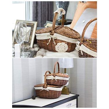 Imagem de Tnfeeon Craftismo de Tecido Premium, Alça Confortável, Design Fácil de Lavagem Dupla, Elegante e Elegante Recorde de Vime de Vime Cesto Cesto de Linho de Linho Organização de Brinquedos de (Como