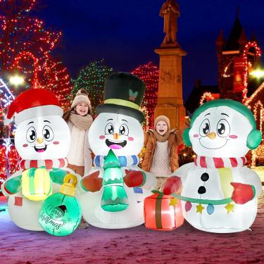 Imagem de Decorações infláveis de Natal Zalalova, 2 metros de decoração de Natal ao ar livre com luzes coloridas de LED giratórias, pinguim inflável de boneco de neve para decorações de Natal ao ar livre, jardim, casa