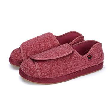 Imagem de Chinelos Masculinos De Largura Extra Larga, Com Fechos Ajustáveis, Largura Extra Larga, Artrite Edema, Sapatos De Casa Diabéticos Inchados, Sola Antiderrapante(Red,45 EU)