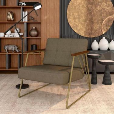 Imagem de Poltrona Estofada Columbia Estilo Industrial Dourado/capuccino - M.a -
