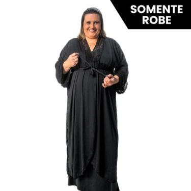 Imagem de Robe Longo Feminino Plus Size Renda Maternidade Gestante Conforto - Su