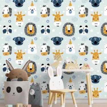 Imagem de Papel De Parede Adesivo Animais Minimalista Infantil 3.5m - DELIQUADRO