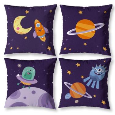 Imagem de Kit 4 Capas Almofada 40cm X 40cm Decorativa Infantil Kids Digital Sem 