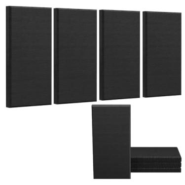 Imagem de JISUO Painéis de parede acústicos de tecido de 61 x 30 x 4 cm, pacote com 4 painéis autoadesivos de absorção de som para escritório, home theater, tratamentos acústicos de estúdio de gravação