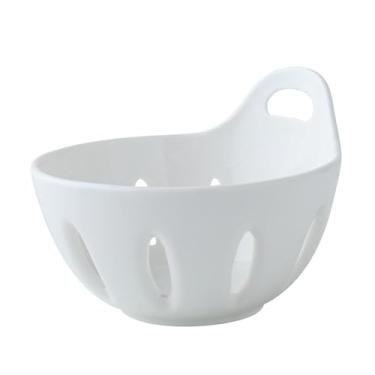 Imagem de Cesta de frutas oca de cerâmica nórdica doméstica requintada e criativa - Tigela de 15 cm com alça perfurada