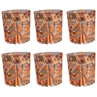 Imagem de Copos de Whisky 300ml Copos Para Suco Drink Whisky De Vidro Grosso (Personalizado) Conjunto Com 6 Amarelo Neon Com Preto