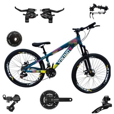 Imagem de Bicicleta 26 VikingX T25 24v Cubo Catraca K7 e Freeride Shimanos Pneu Aro 26 Balão Preto-Unissex