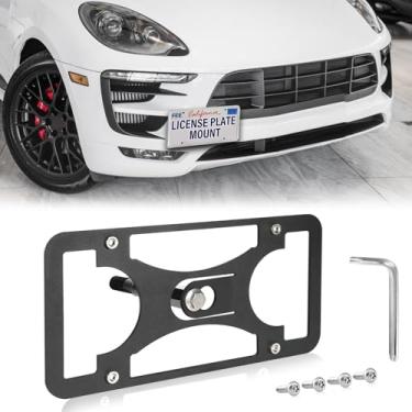 Imagem de Moldura frontal sem broca compatível com Porsche Macan GTS | 2015-2018 Suporte de gancho de reboque para placa de carro antifurto Capas de etiqueta de carro à prova de ferrugem, acessórios de carro à