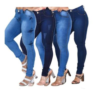 Imagem de Kit 3 Calça Jeans Lycra Feminina Destroyed e Lisa - Apollogy, 42