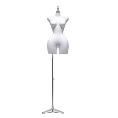 Imagem de Um manequim feminino com suporte triangular, europeu e americano, destacável, altura ajustável, manequim de 65-83 polegadas(White,Small)