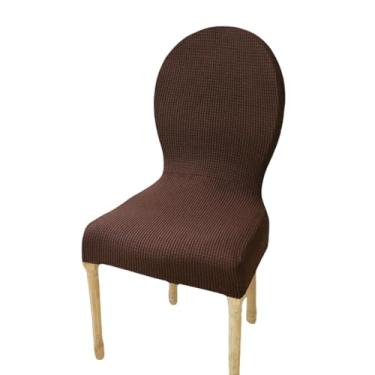 Imagem de Capa para cadeira com encosto redondo, jacquard, ajustável, tamanho grande, luxuosa, capa para assento, cadeira de jantar (1 peça, capa para cadeira/chocolate)
