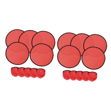 Imagem de Colaxi 10x Ventiladores dobráveis, ventiladores redondos dobráveis para atividades ao ar livre, decoração de viagem e festa, Vermelho