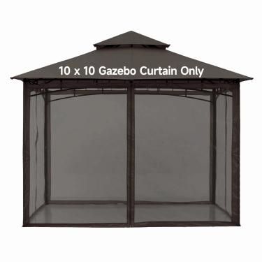 Imagem de Mosquiteiro de substituição universal, paredes de tela para toldo de gazebo de 25 x 25 cm x 30 cm, tela de malha para ambientes externos, cortina lateral de 4 painéis com zíper (borda de tecido preto