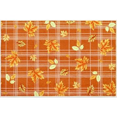 Imagem de ASPMIZ Tapete de porta de outono para entrada interna, tapete de entrada xadrez 5,5 x 7,5 cm, tapete antiderrapante, lavável, laranja, baixa pilha, tapete para porta da frente, tapete de lã sintética