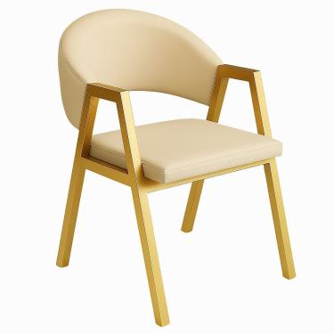Imagem de Cadeira De Jantar Antonella Corino Estilo Poltrona Com Pés Dourado - 7 Decor Bege