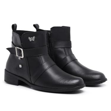 Imagem de Bota Feminina Cano Curto Valentina com Fivela e Zíper Lateral (Preta, BR, Adulto, Numérico, 40)