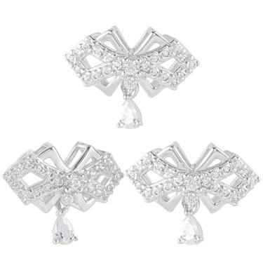 Imagem de Beebeecraft 3 peças de prata esterlina 925 pingentes de colar de gravata borboleta banhado a ródio zircônia cúbica amuletos conector com caixa de armazenamento para fazer joias, pulseira faça você