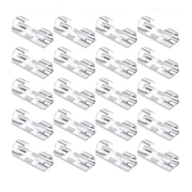 Imagem de Kit Clipes Organizadores de Fios e Cabos com Fixador Adesivo Forte 20 Unidades (Transparente)