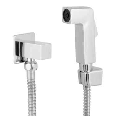 Imagem de Ducha Higiênica Quadrada Luxo Metal Cromada Completa ¼ Volta