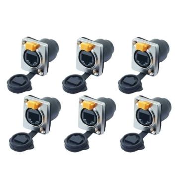 Imagem de 6 un Conector Ethercon Rj45 Keystone Ip65 Rede Fêmea Duplo Painel de Led Emenda Tomada Rack
