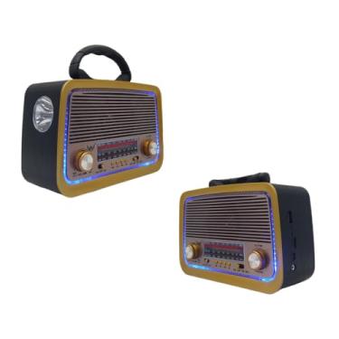 Imagem de Rádio Retrô Vintage Portátil AM/FM/SW | Recarregável via USB | Lanterna Lateral | Bivolt | Estilo e Praticidade em Qualquer Lugar (Preto)