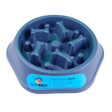 Imagem de Comedouro Lento Educador Para Cães Modelo Osso Azul - Nyp