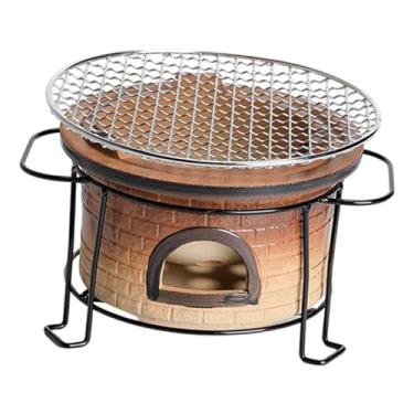 Imagem de IEUDNS Fogão a carvão, forno para churrasco, chaleira de chá tradicional, fogão de acampamento multifuncional para acampamento, churrasco ao ar