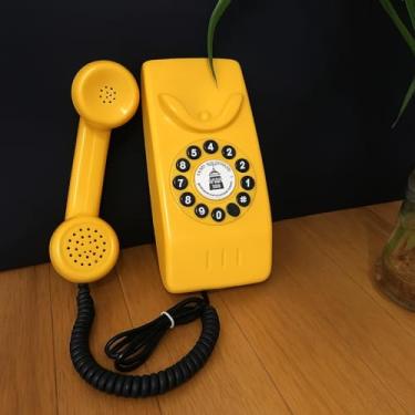Imagem de Telefone Retrô Digital Interfone, Design Vintage, Cores Disponíveis, Modelo Parede (Amarelo)