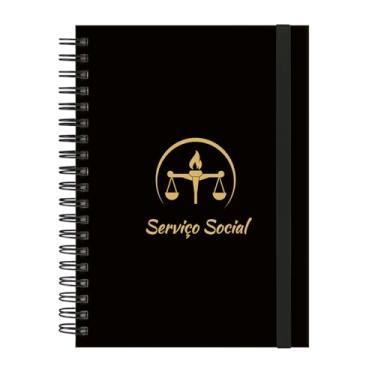 Imagem de Caderno Colegial Plus 12 Matérias Profissões Serviço Social (Preto e Gold)
