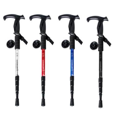 Imagem de Bastão De Caminhada Ajustável Portátil E Resistente Ergonômico Com Tiras Ajustáveis De Trilhas Com Haste De Alumínio Para Montanhismo Trekking Com Alça De Pulso 65 a 135 cm - Cores Aleatórias
