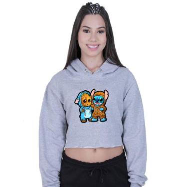 Imagem de Cropped Moletom Feminino Lilo stitch And Groot - Lafre, Cinza, P