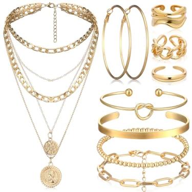 Imagem de Ecally Conjunto boêmio de joias ocidentais turquesa feminino pingente boêmio longo gargantilha em camadas brincos anel para mulheres, one size, liga metálica, turquesa, couro artificial, Sem Pedra