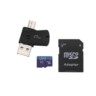 Imagem de Kit 4x1 Adaptador USB Dual Drive + Adaptador SD + Cartão Memória C10 1