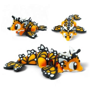 Imagem de Articulated Dragon with Fantasy Egg – 3D Printed Mythical Creature Gift, Posable Jointed Companion, Collectible Detailed Shelf or Desk Decoration - for Adults (Monarch Butterfly Dragon)