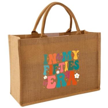 Imagem de Qlvexkah 30 40 50 60 70 80 90 sacolas de juta de juta presentes de aniversário para mulheres, 43 x 17 x 30 cm, 50º, Large