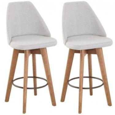 Imagem de Kit 2 Banquetas Mayra Giratória Linho Cinza Claro - GAT MAGAZINE