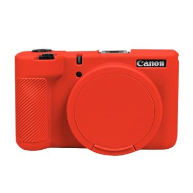 Imagem de EASY HOOD Capa V1, capa de silicone para câmera com capa de lente removível, protetor macio leve para câmera digital Canon PowerShot V1 - vermelho