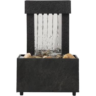 Imagem de Mini Característica A Pilhas Da água, Feita Da Fonte Forte Do Tabletop Da Resina, Poder Duplo Posto Pela Bateria 5v/1a Ou Do Aa