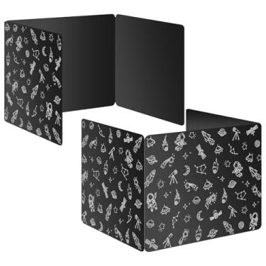 Imagem de Pacote com 2 divisórias de mesa pretas para estudantes, divisórias de plástico à prova d'água, divisórias de teste duráveis para materiais de professores em sala de aula, fácil de limpar, placas de