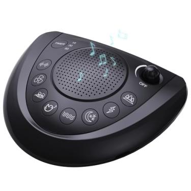 Imagem de Máquina de ruído branco, máquina de som portátil para dormir com 24 sons suaves, temporizador e função de memória, conector de fone de ouvido, carregamento USB, alimentado por CA ou bateria para bebês