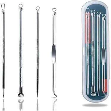 Imagem de Kit 4 Pc Removedor de Cravos e Espinhas – Aço Inox Profissional com Estojo, Ferramentas de Limpeza Facial, Ideal para Higiene da Pele