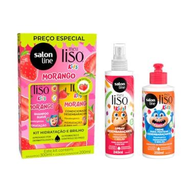 Imagem de Kit Shampoo, Condicionador, Creme para Pentear e Spray Desembaraçante, Meu Liso Kids, Vegano - Para Cabelos Lisos, 4 Unidades