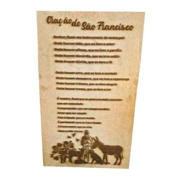 Imagem de Quadro Oração De São Francisco De Assis Em Mdf 50x30 Cm Natural - Trov