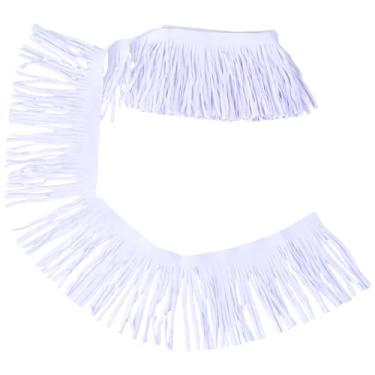 Imagem de GORGECRAFT 2,2 jardas dupla face couro PU franja borla guarnição 9 cm branco camurça sintética dança saia borla costura capa para vestido faça você mesmo, artesanato, vestuário, cortina, bolsas