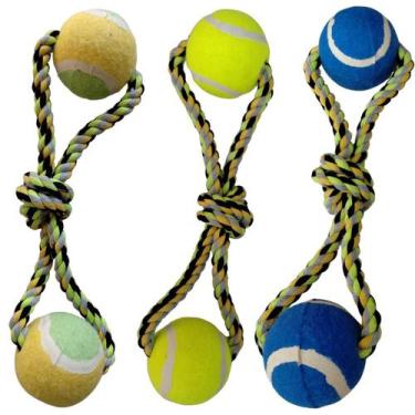 Imagem de brinquedo mordedor cachorro pets corda 2 bolos - GIFTUTIL