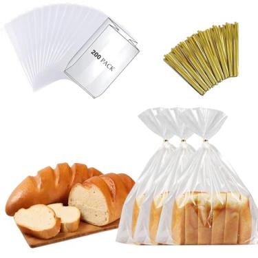 Imagem de PEOKPIPLE Sacos de pão reutilizáveis para pão caseiro e pão de sanduíche, pacote com 200 sacos de armazenamento de plástico transparente com gravatas, design hermético seguro para alimentos para